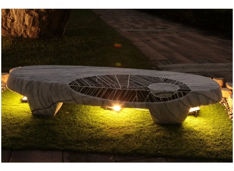High quality Garden stone bench chair Carve Marble Natural