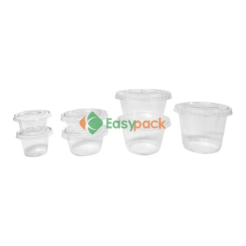 1 oz Disposable plastic sauce cups takeaway packaging containers with lids
