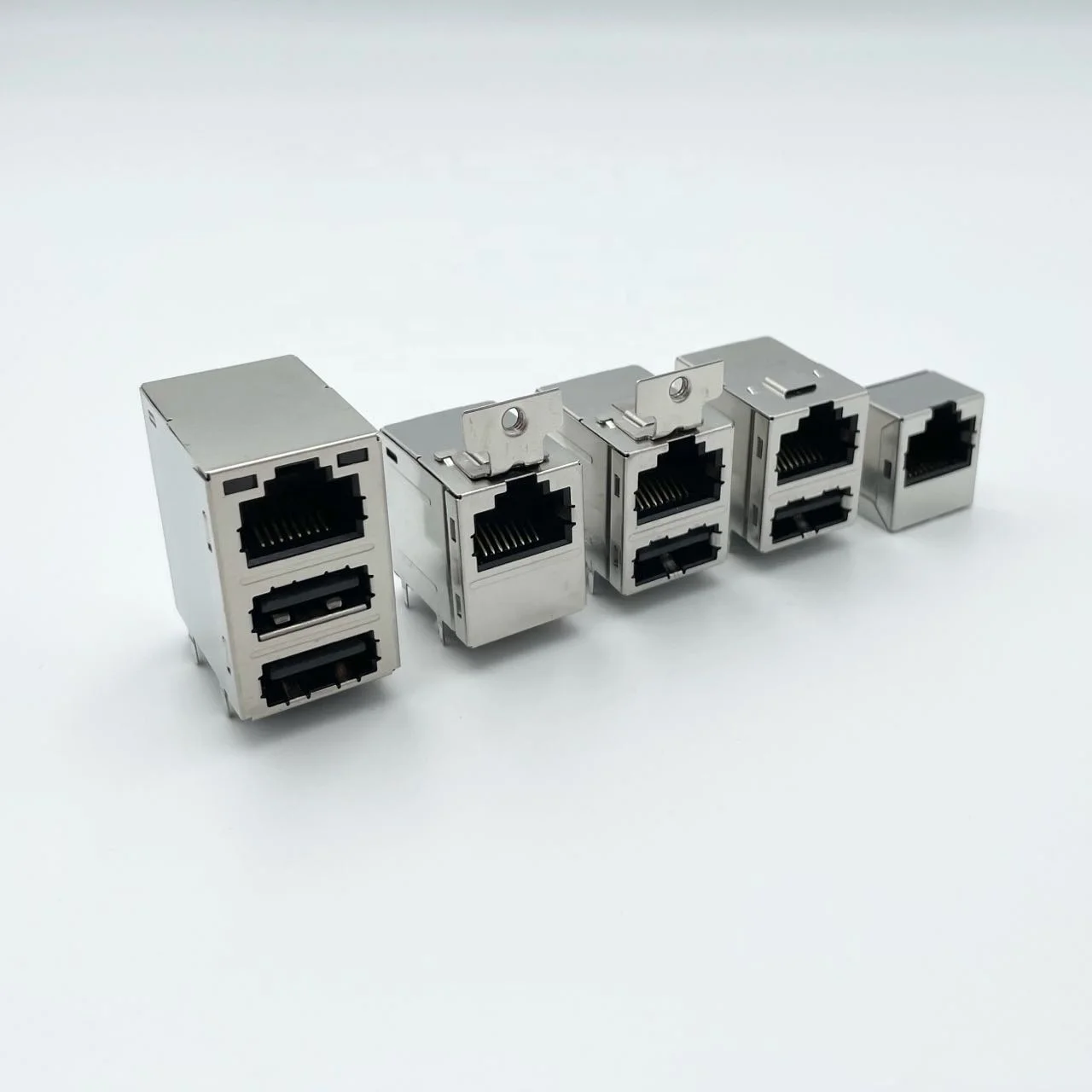 Custom RJ45 magnetic poe Transformer female connector with Led dual USB port
