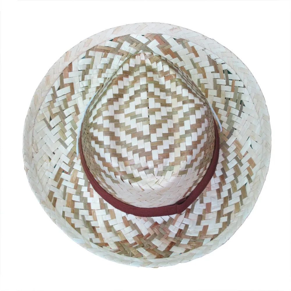 Natural Pink Cowboy Hat Made in Vietnam Fashionable Lady Beach Hat Plain Ribbon Outdoor Travel Durable Palm Leaf Straw Material