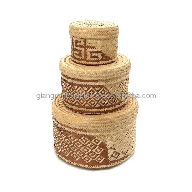 Natural Safe Decorative Vietnamese Bamboo Organiser Bamboo storage basket for Storage Home Decor Christmas Gifts