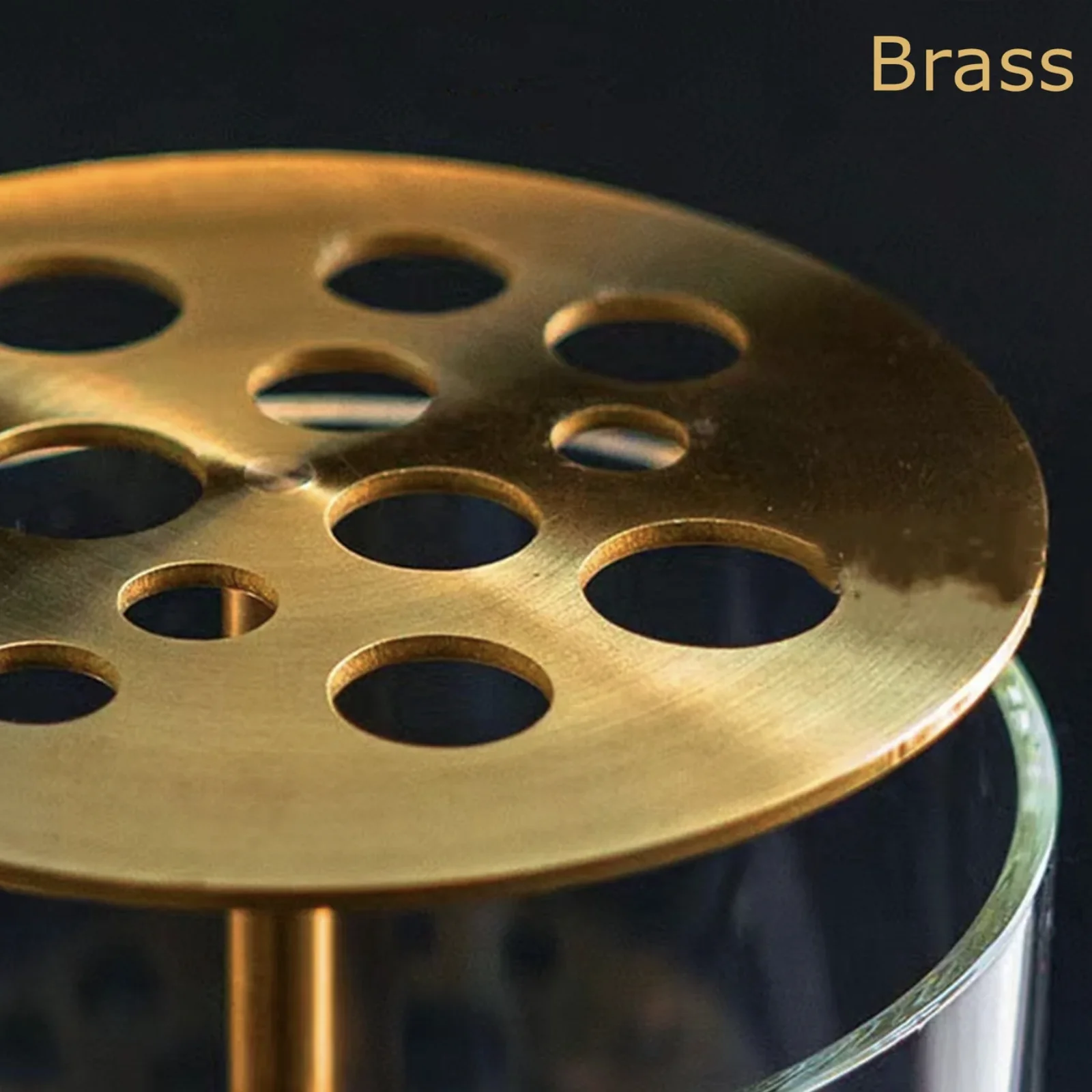 Minimalistic Lead Free Brass Borosilicate Glass Flower Frog Hydroponic Gold metal flower jar lid nordic modern high quality