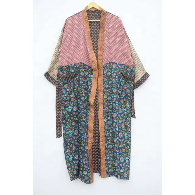 Night Wear Suit Maxi Dress Wrap Dress Swim Cover Up Dressing Gown Vintage style Bath Robe Long Silk Kimono For Women