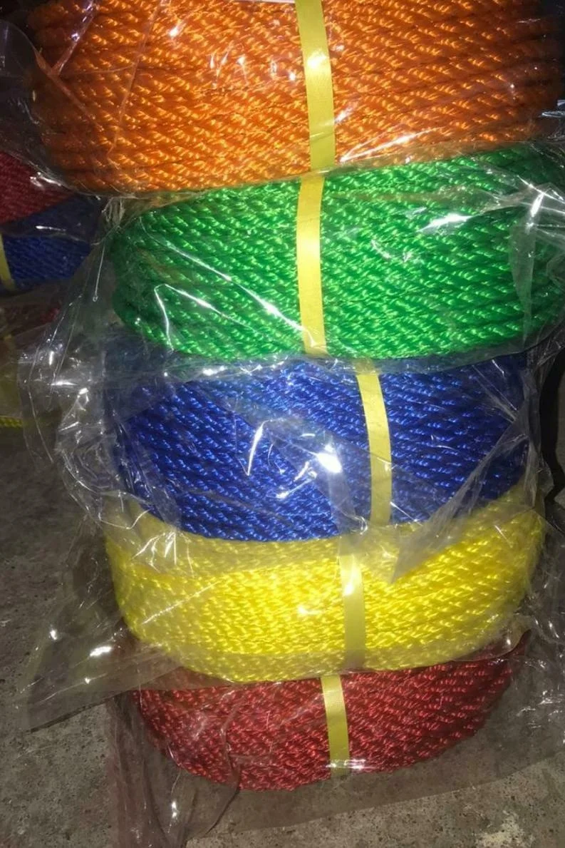  Полиэфирная веревка HDPE 2 мм/3 мм/4 мм/5 мм/6 мм 3-жильный трос из полиэтилена/ПП витая Катушка рулон Ханка с индийского завода