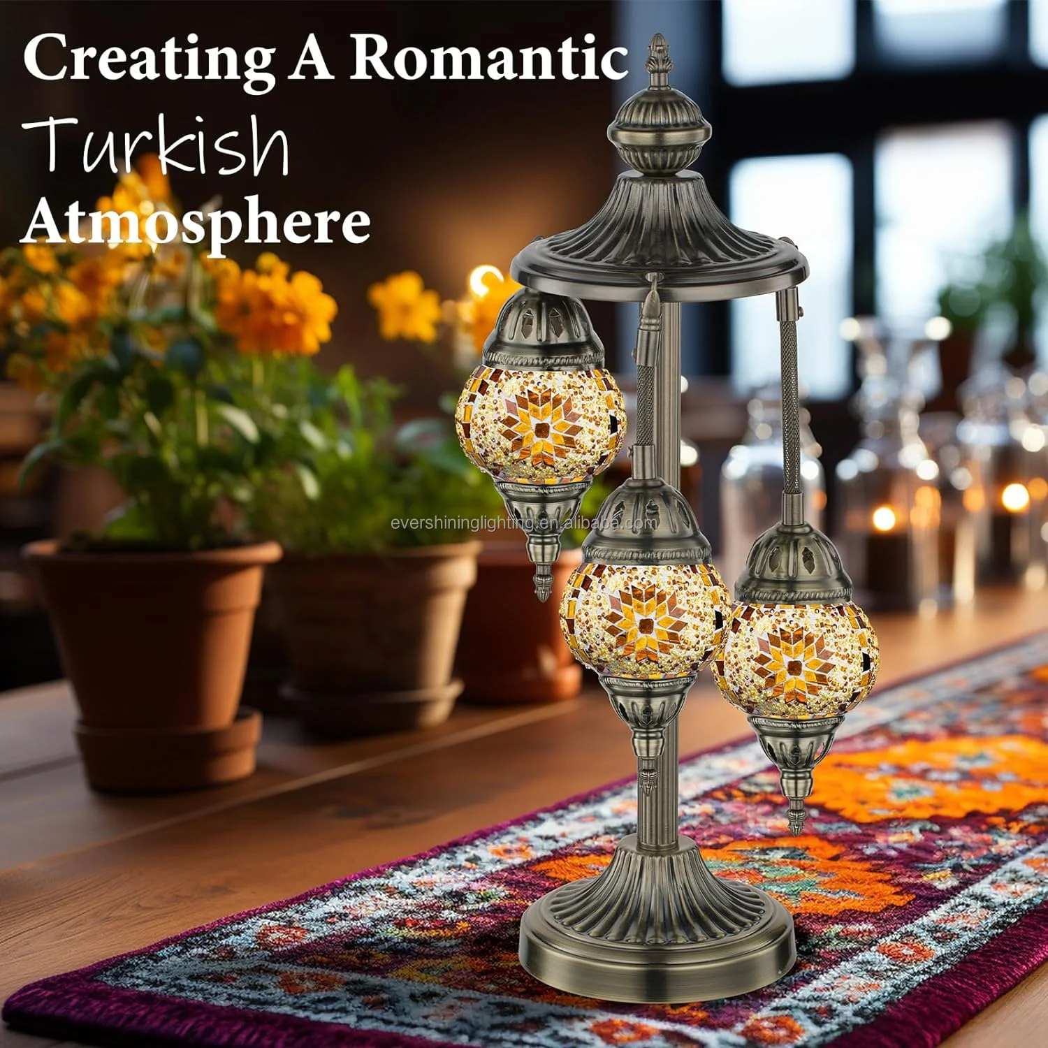 Marrakech Boho Colorful handmade tiffany style turkish moroccan mosaic glass lamp