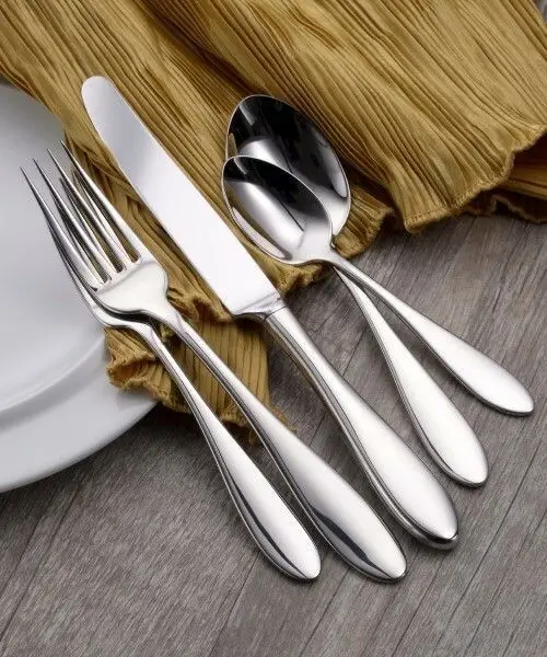 Mirrored Steel High Mirror Polishing Silverware Stainless Steel Cutlery Spoon Fork Knife 5 PCS Flatware Set For Restaurant