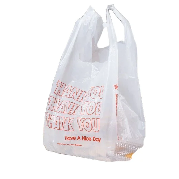 T-Shirt Shopping Bags HDPE/LDPE Manufacturer Thank you bags custom plastic t-shirt bags with logo