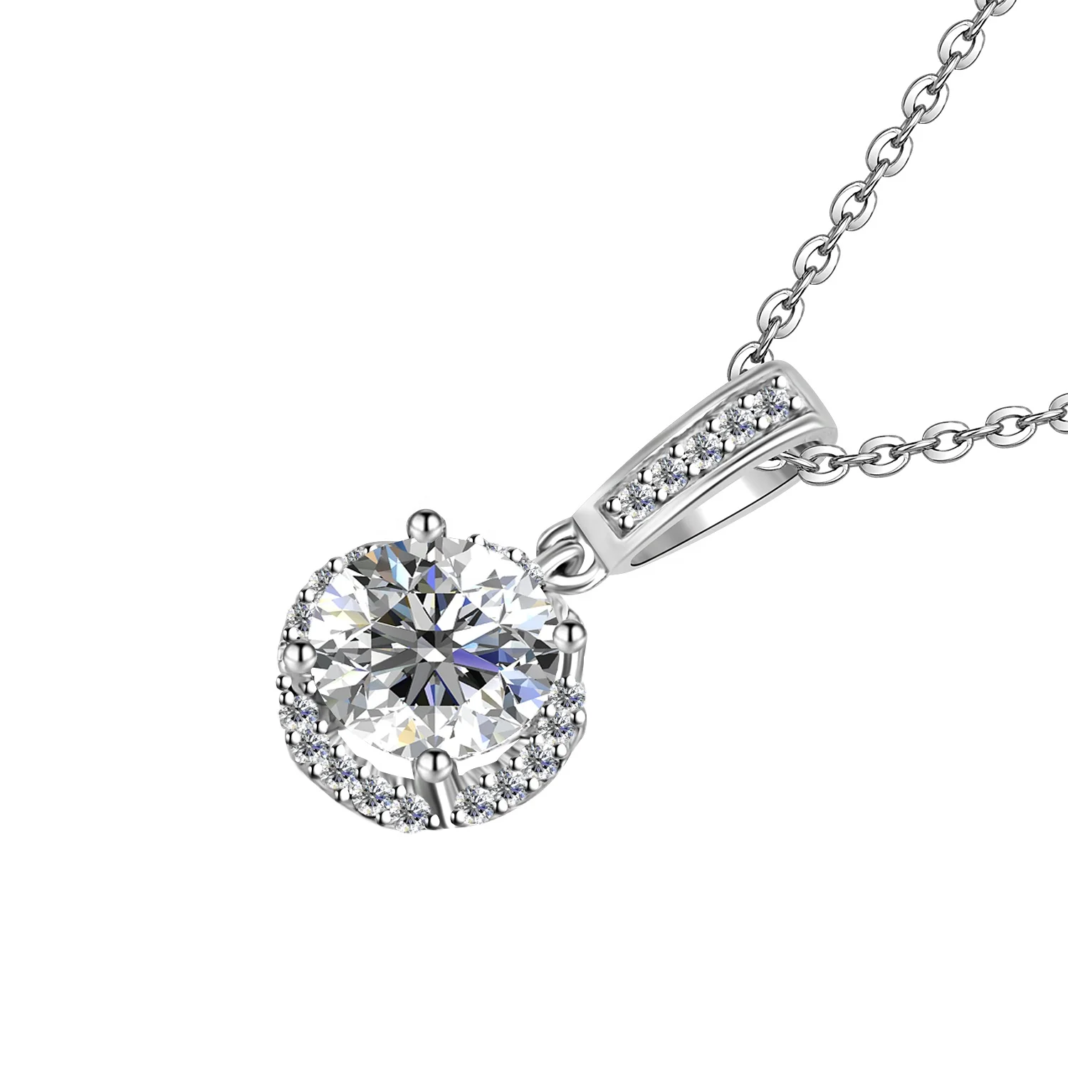 Luxury 2 Carat VVS1 GRA Moissanite Diamond Trendy Jewelry Silver 925 Clover Pendant Necklace Destiny Jewellery