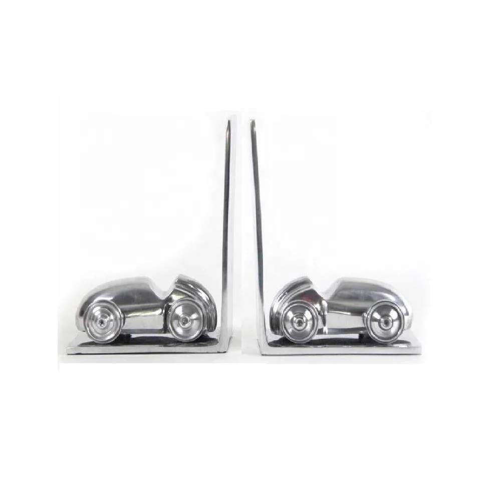 Cast Aluminium Book End Metal Car Style Mirror Polished Home Decoration For Home Living Room office Bookshelf Organizer