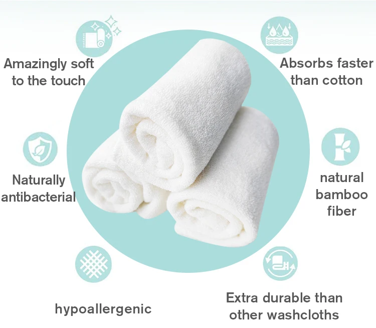 Customized 25cm*25cm organic bamboo Wash Cloth baby wipes drool towel Kid Small Face Towels