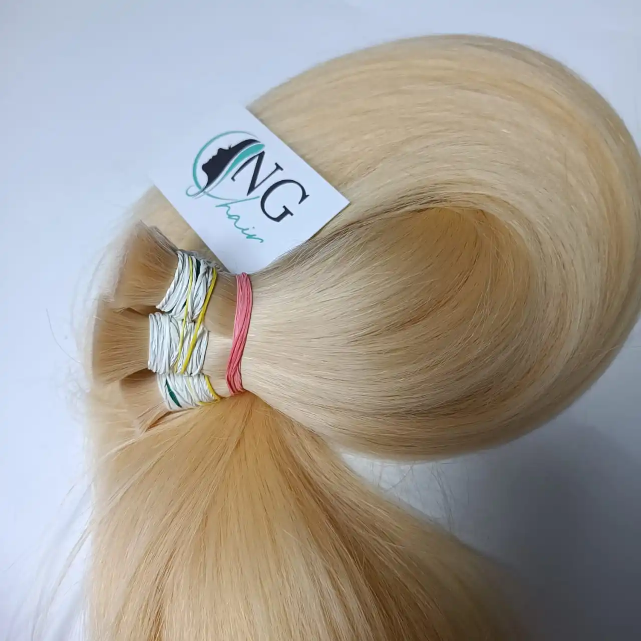 Excellent Double-Drawn Blonde Straight Bulk Hair Extensions Vietnam Made (Customized Full Color)