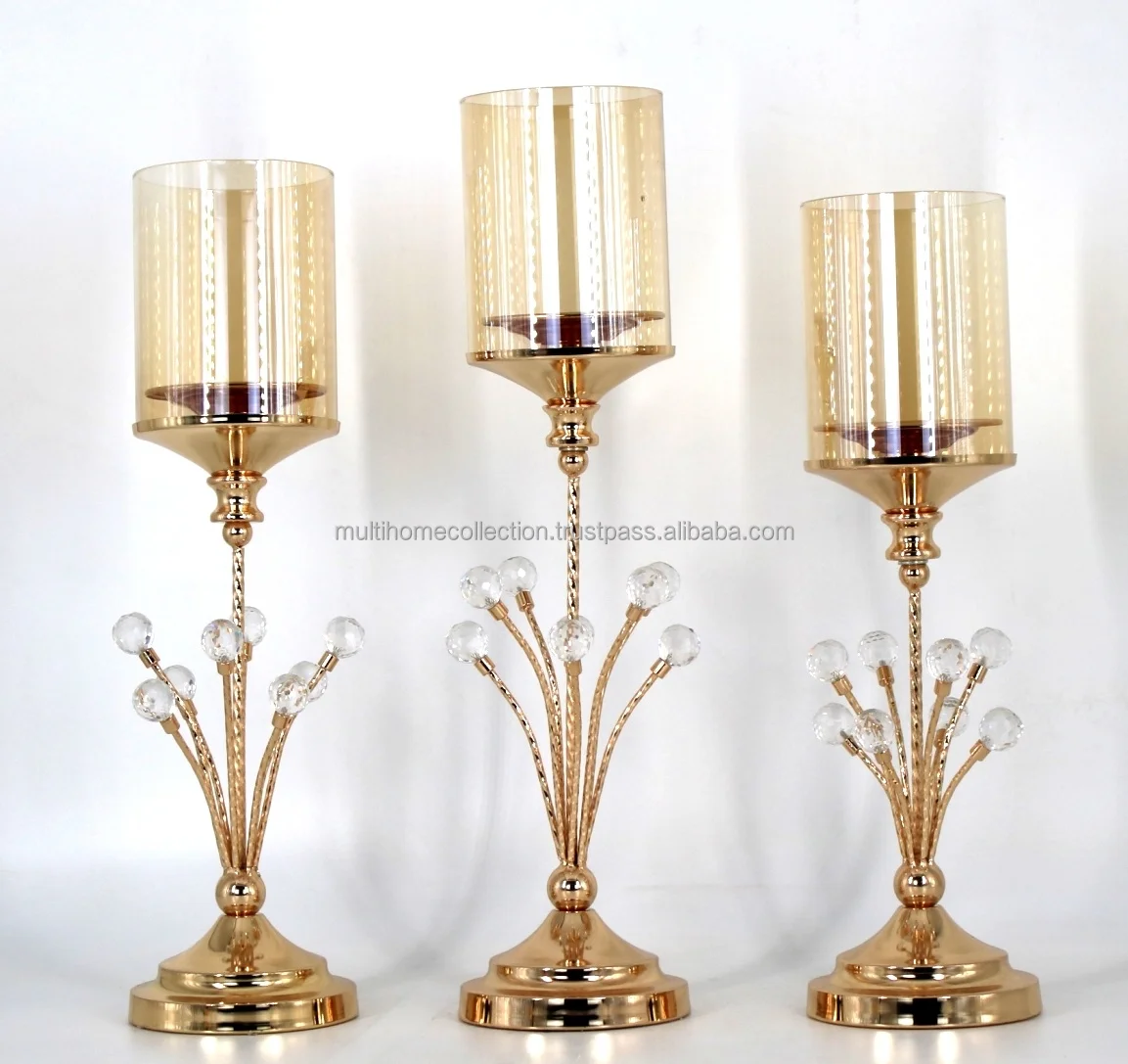 2023 Luxury Style Fancy Standing Candle Holder Tealights Gold Plated Indian Handcrafted Metal iron Candle Holder For Christmass