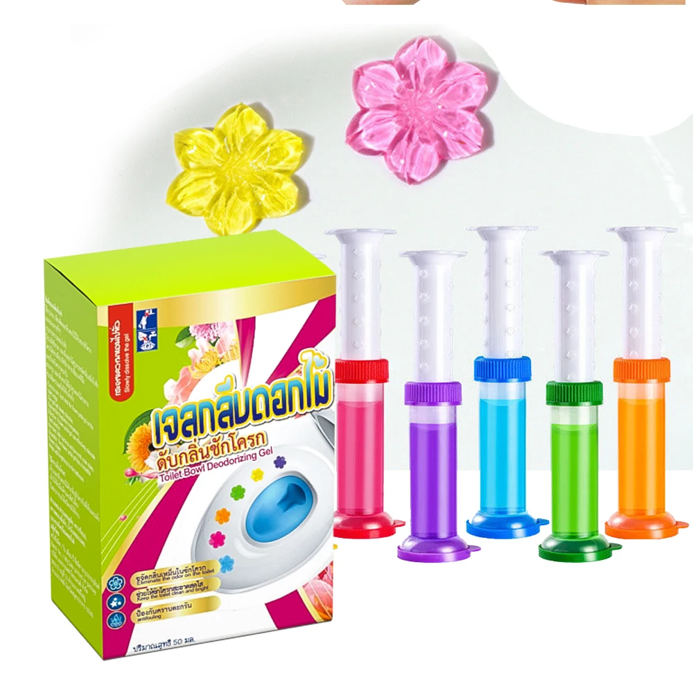 High Quality Thailand Brand Stamp Toilet Gel Cleaner 5-Pack Popular Flower Bowl Cleaning Design