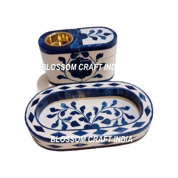 Latest Handmade Bone inlay Mother of Pearl inlay Tray with Box / Burner / Bakhoor / Mubkhar