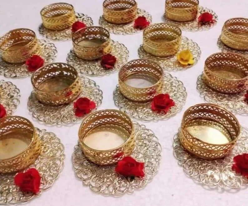 Металлический подсвечник ручной работы с помпоном для украшения чайного света свадебный сценический Декор Дивали Diya