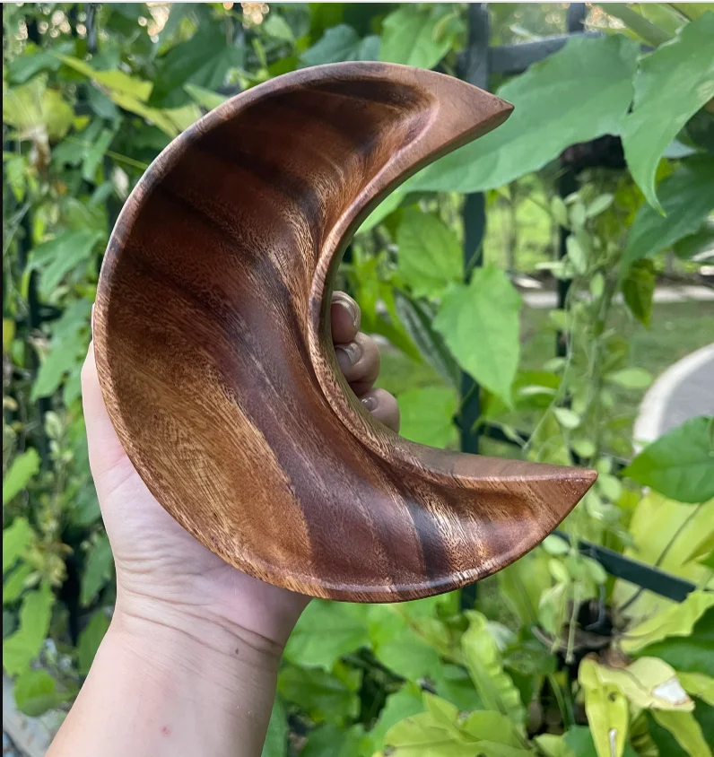 Preimium Quality Manufacturer Hot Sale Wooden Dough Bowl Moon Shaped OEM Design Christmas Gifts Wood Bowl