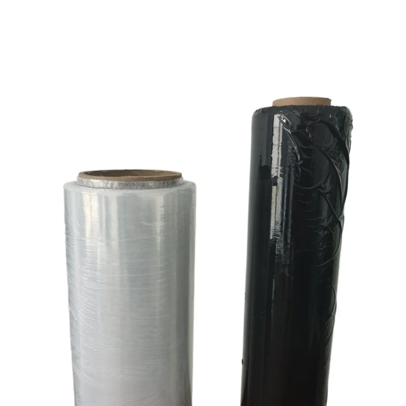 Hot Sales and Designed Fast delivery Hand Use Black and White LLDPE Pallet Wrapping Film PE Stretch Wrap Film