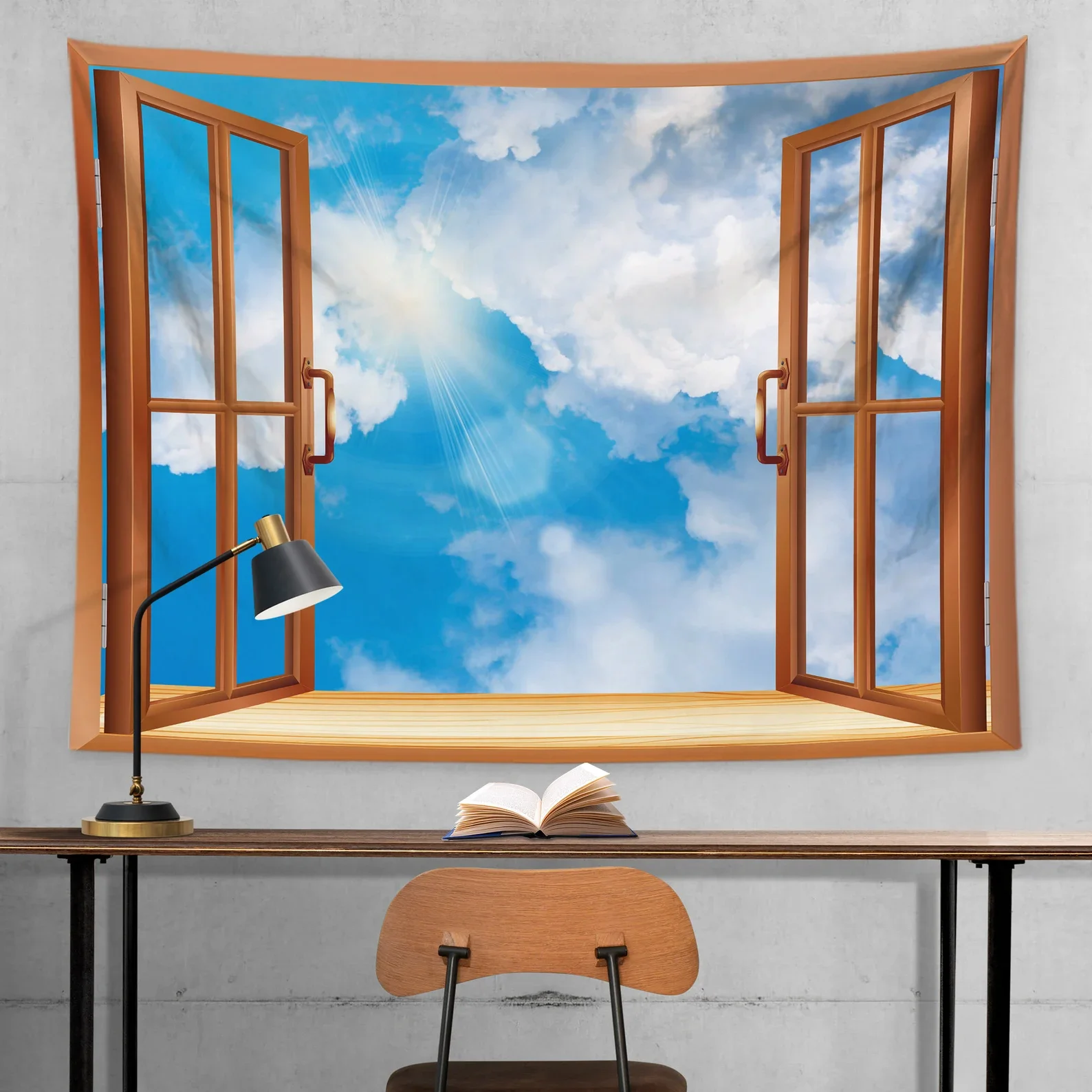 Home Decor Custom Print Polyester Ocean Tapestry Sea Beach Wave Sun Cloud Landscape Scenery Nature Wall Hanging Tapestry