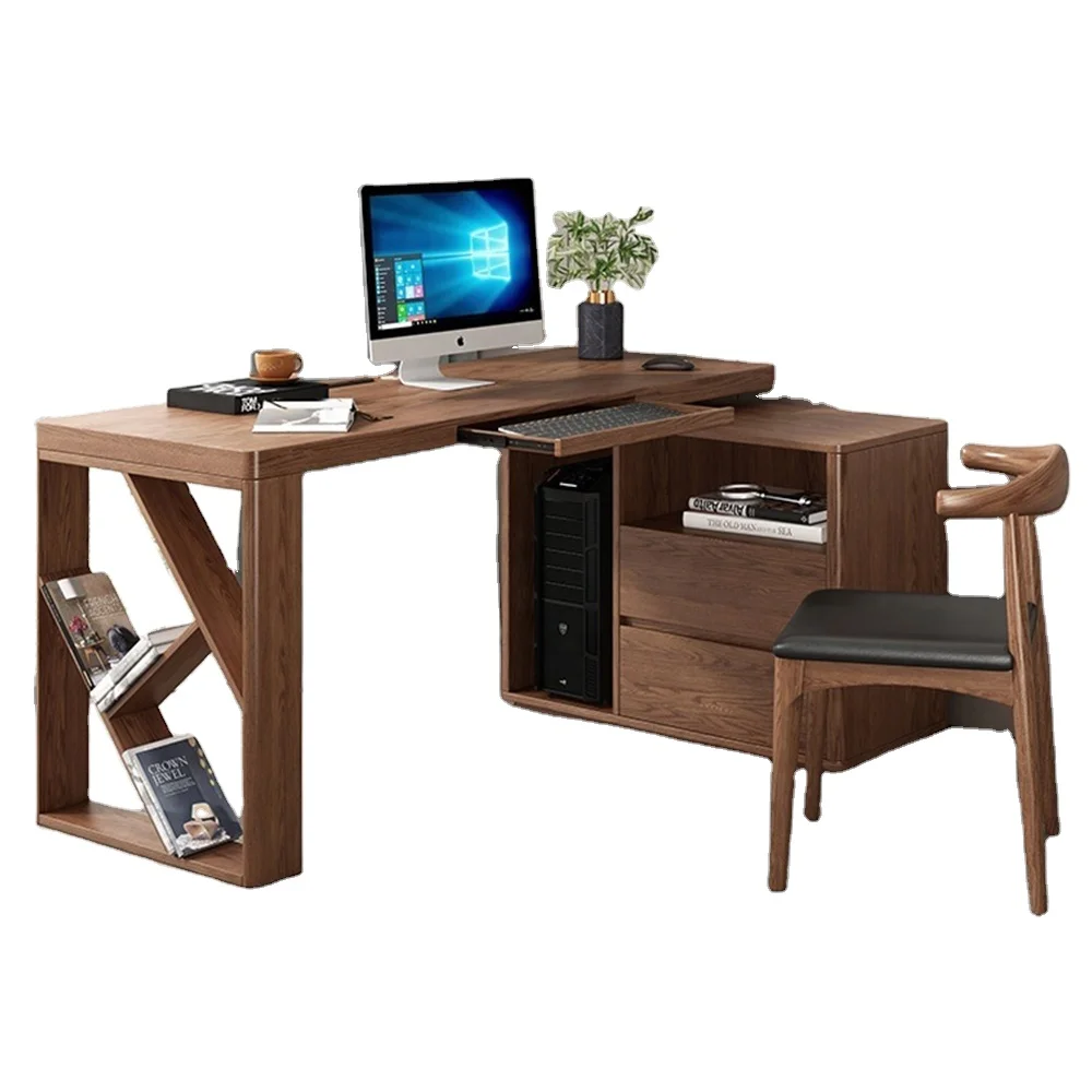 Cheap Computer 2022 High Quality Top Extendable Swivel Rotating Brown China Modern Wood Table Writing Desk