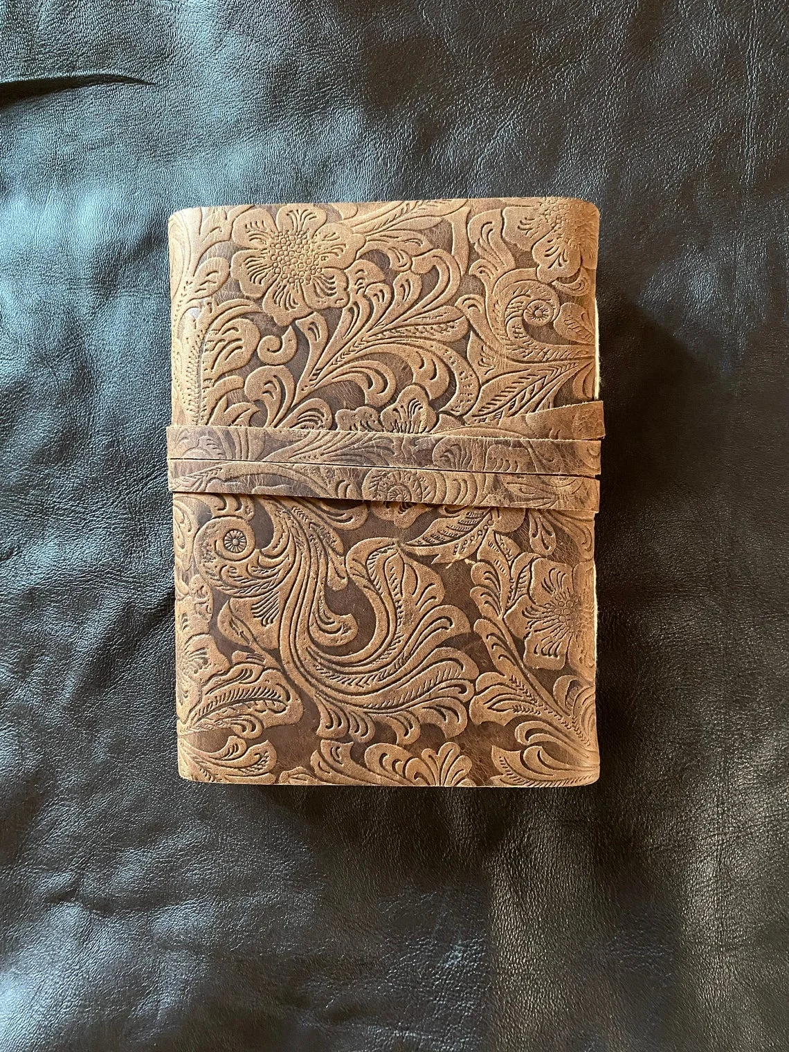 Leather Floral Embossed Journal Notebook, Best Gift for Men & Women Luxury Leather Note Books With Wood-free Cotton Rug Paper