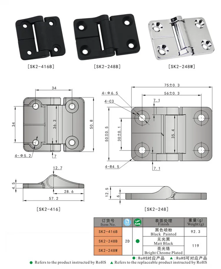 Hot Sale SK2-248 Small Metal Torque Hinge with Positioning Chassis Industrial Equipment Cabinet Door Hinges