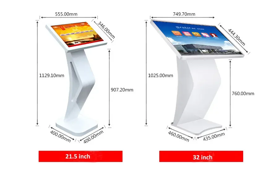 Floor Mounted Advertising LCD Screen 55 Inch Android Kiosk Touch Screen Display Information Digital Signage