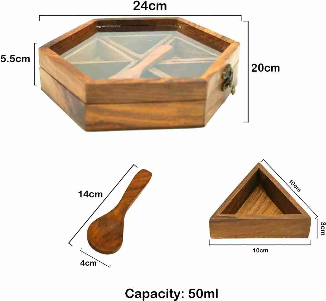 customized best quality handcrafted natural wooden spice box  spice container for home home restaurant hotel from India .