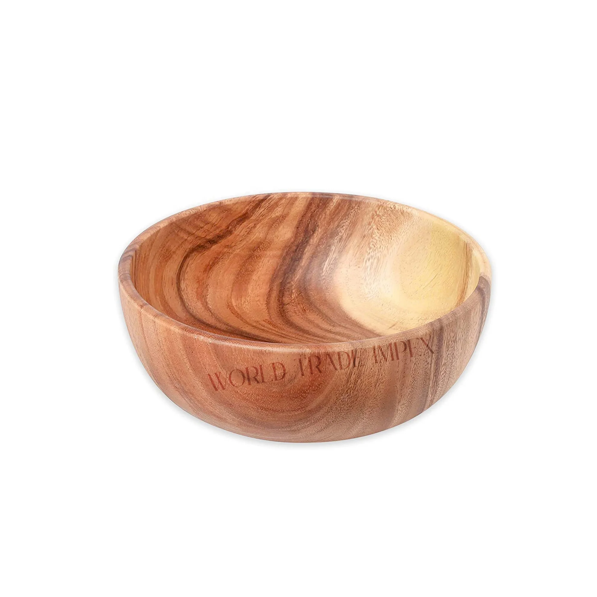 Acacia Wood Salad Bowl with Servers Set - Large 10 inches Solid Hardwood Salad Wooden Bowl with Spoon for Fruits,Salads