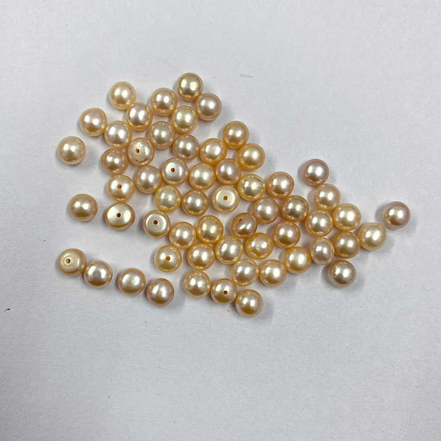 7mm Natural Yellow Color Freshwater Pearl Stone Flatback Round Shape Gemstone For Jewelry Making Factory Price From Manufacturer