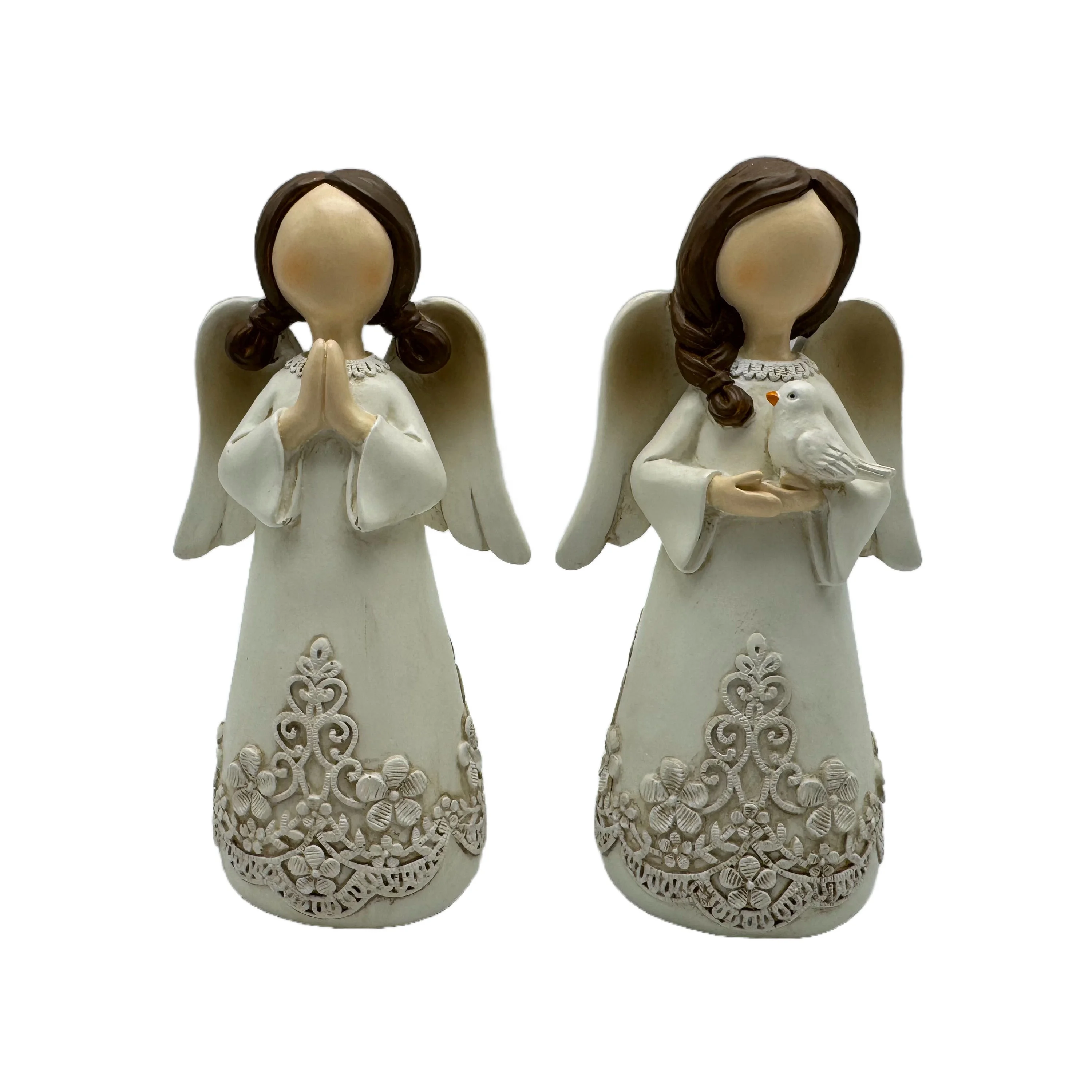 H15.5cm Polyresin Resin Christmas Xmas Praying Angel 2 Assorted