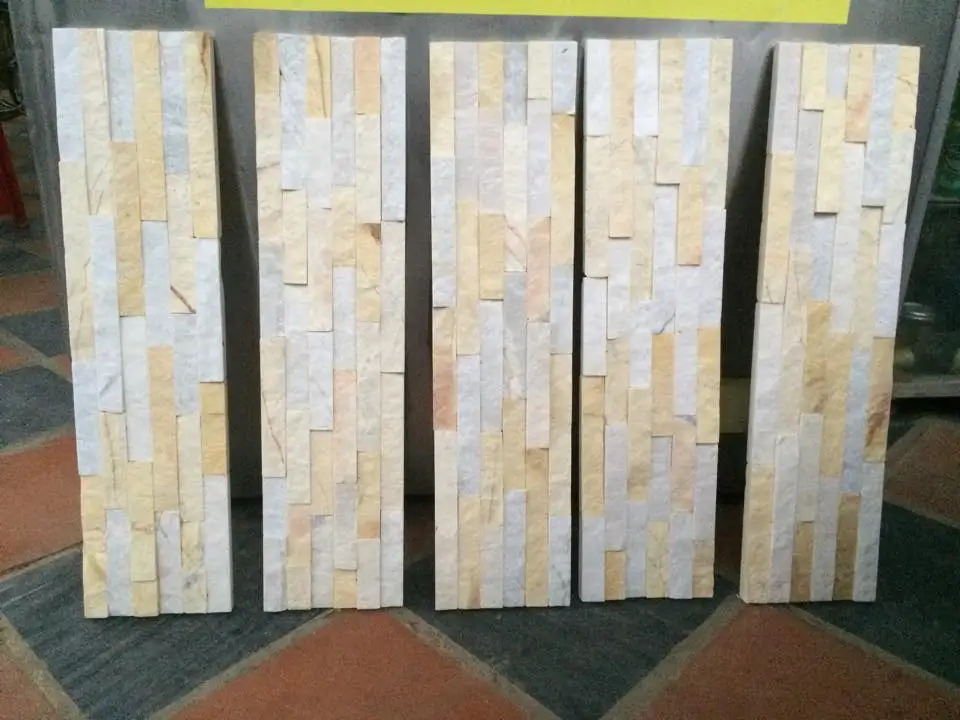 Mosaic yellow & crystal white Wall Cladding Stone - Natural Marble Stone Mosaic Tile for sale 2024