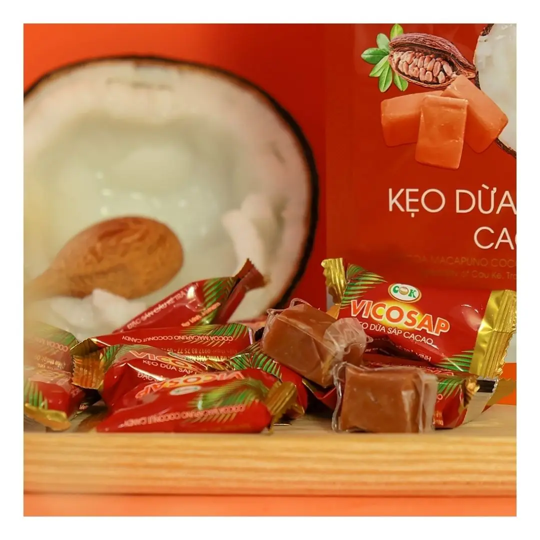 Макапуно желе конфеты викосап чистый макапуно Кокосовая конфета, быстрая доставка, мешок с листьями пандана, вьетнамский производитель