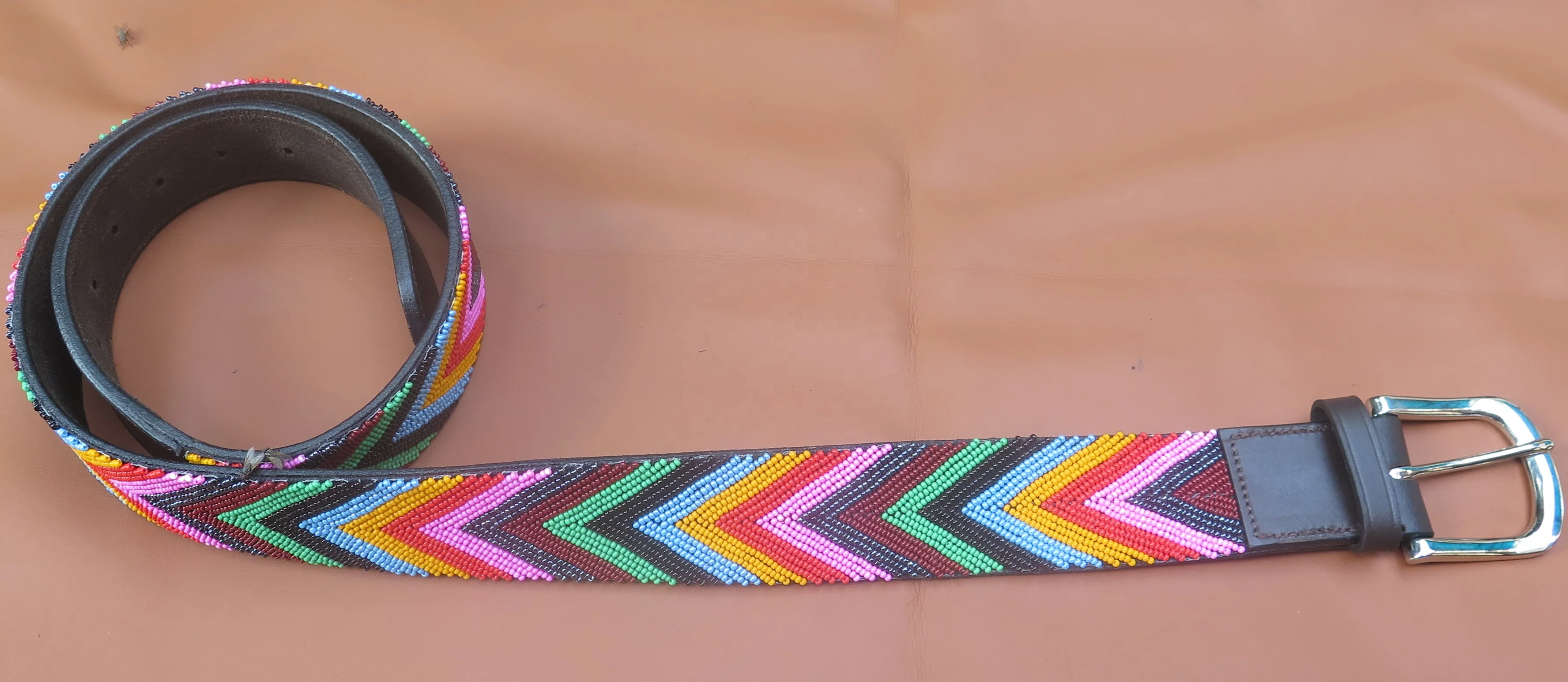 2024 Luxury Hand Made Beads Leather Belt Genuine Cow Leather Beads Belt for Men Real Leather Belts OEM Customized Logo Accept