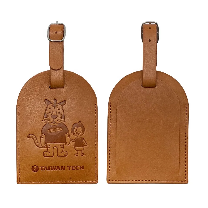 custom debossed logo travel agency souvenir giveaway leather luggage tags
