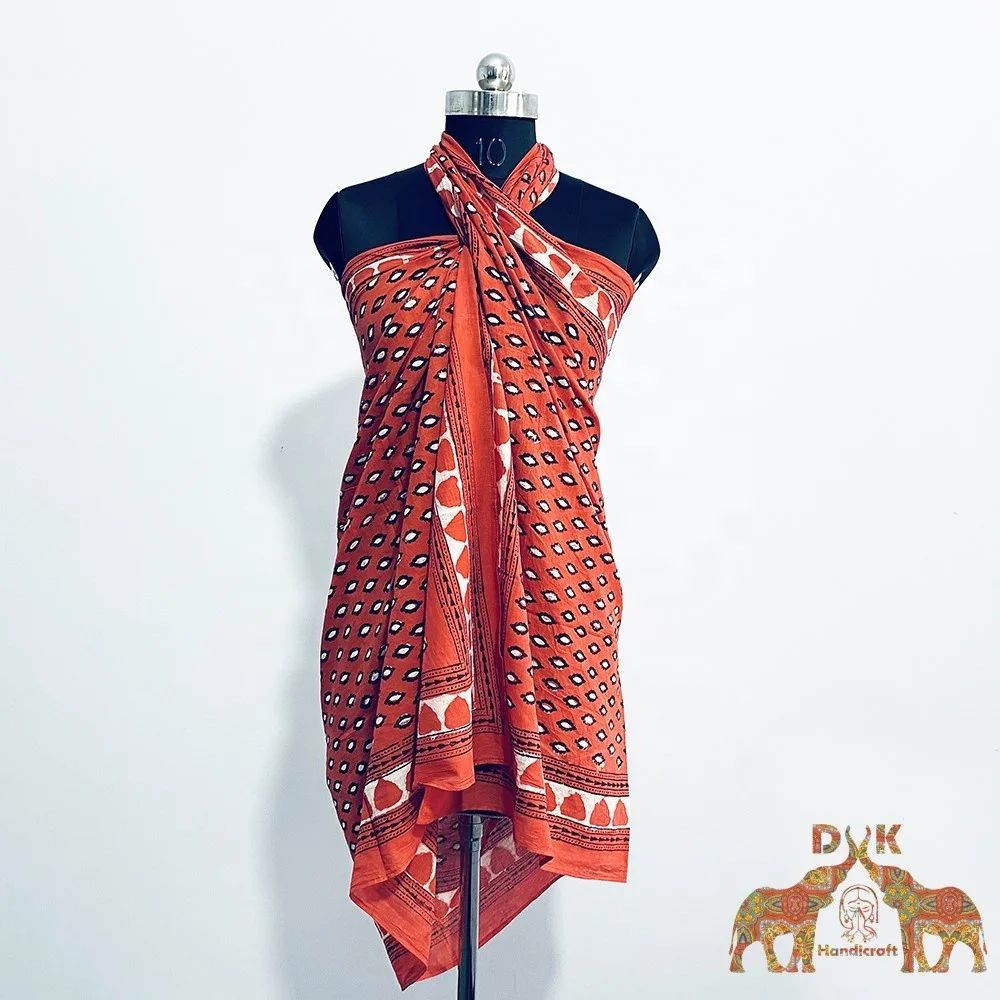 Pareo Manufacturer women summer beach dress soft sarong swimsuit customized cotton wrap up