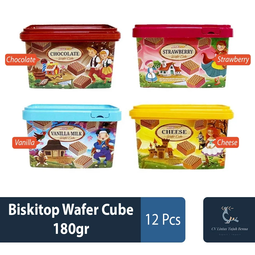 Biskitop Wafer Cube 180gr Chocolate Flavor Creme  Layered Wafer Milk Chocolate Snack Indonesian Goods