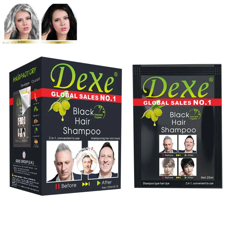 two in one Dexe permanent black hair shampoo herbal ammonia  free ppd free health no dark skin Original factory private albe OEM