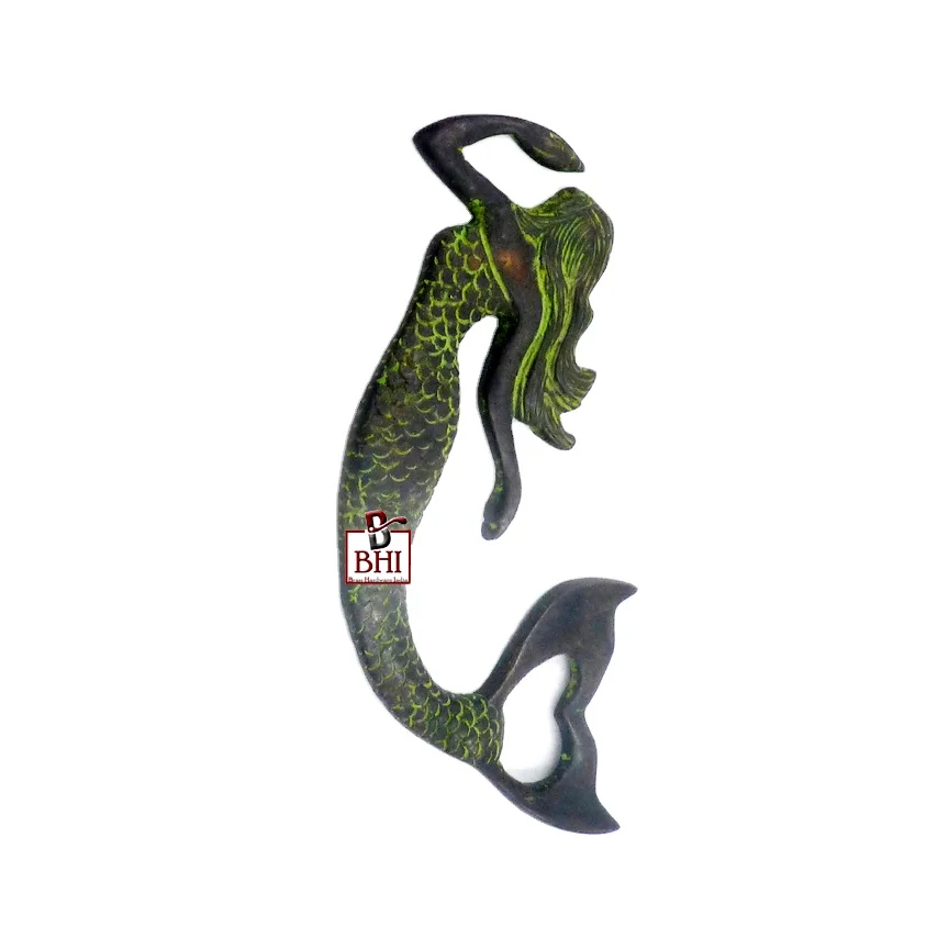 Mermaid Themed Brass Bottle Opener 175mm Manual Wine Beer Can Opener Stainless Glass Material Customizable Logo Kitchen Home
