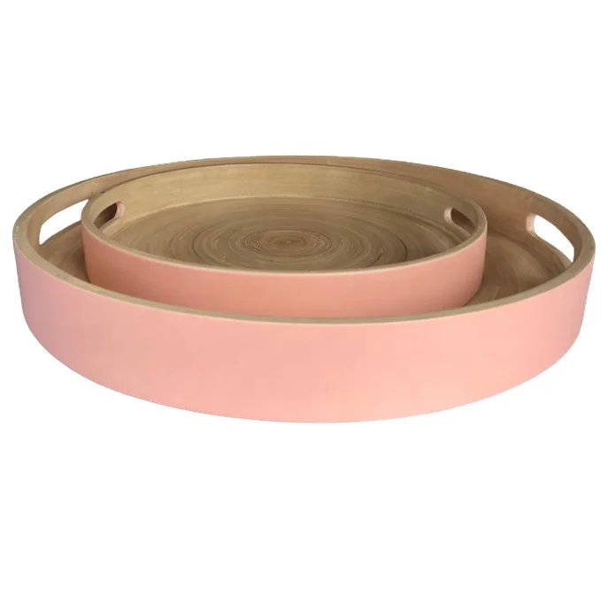 Wood tea trays ecofriendly rattan serving tray new arrival