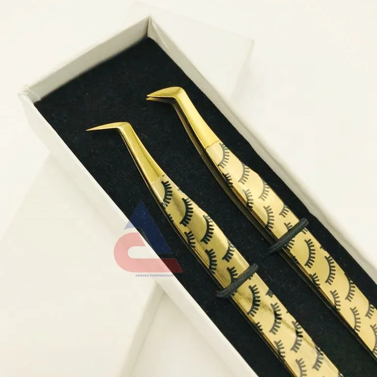 High Quality Custom Logo Printed sustainable Steel Eyelash Extension Tweezers Transparent Eyelash Paper Pointed Tip Type