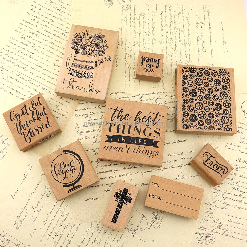 NewArts Wooden Rubber Stamp Elegant Detail Rubber, Seasonal Personal Customized OEM ODM Various Color, Scrapbooking Card Journal