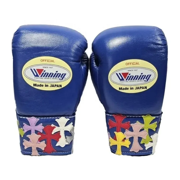 Winning Blue Embroidered Boxing Gloves Training Sportswear Winning Boxing Gloves Customized Your Own Logo