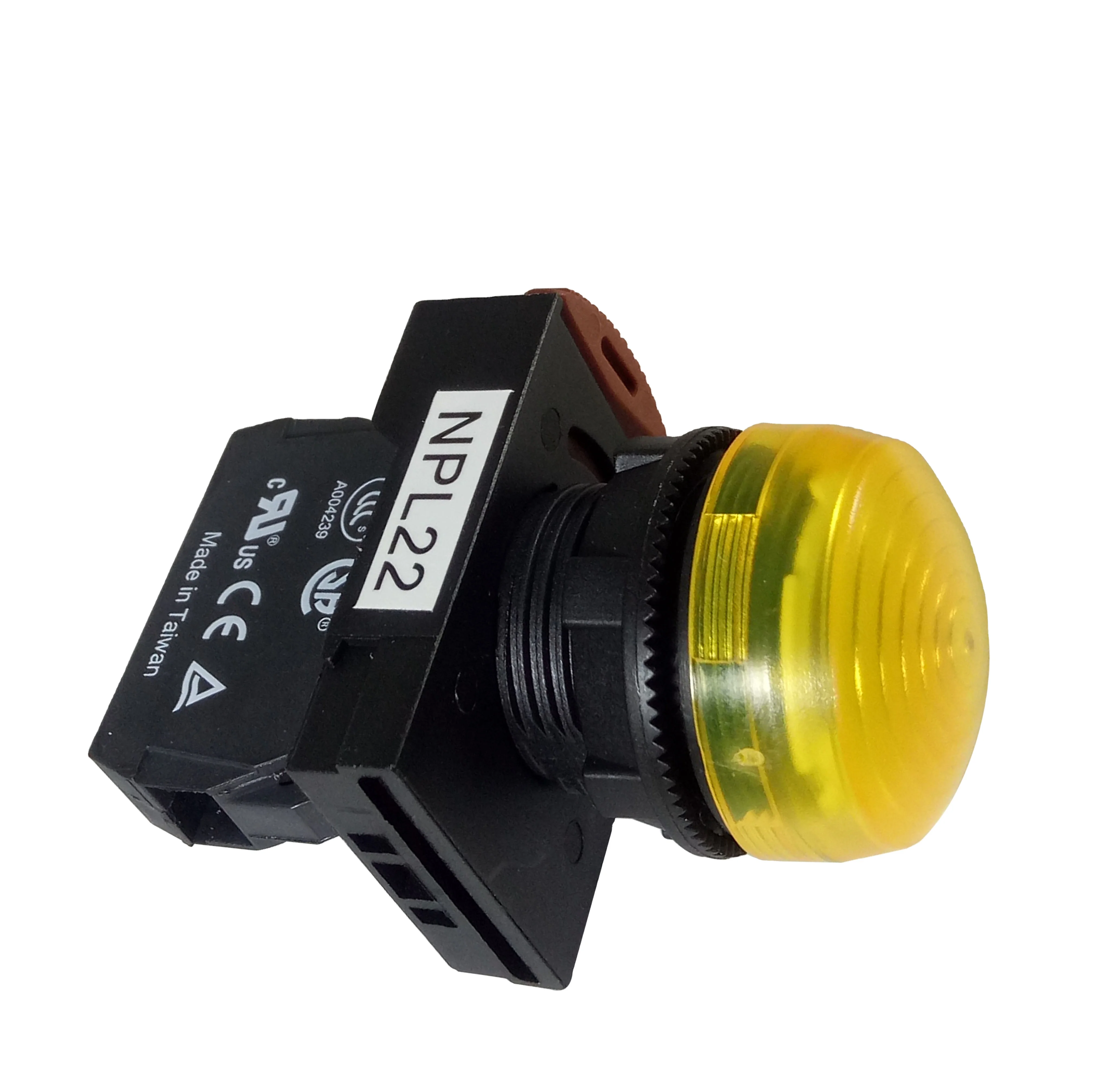 NPL22-YI LED  Pilot Lamp Round 22mm Head Yellow AC/DC 220~240V