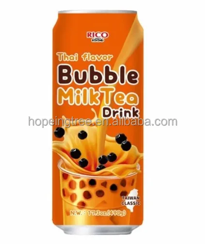 
RICO Thai Boba Milk Tea drink can Ready to drink Boba in a can Instant Drink 490g 