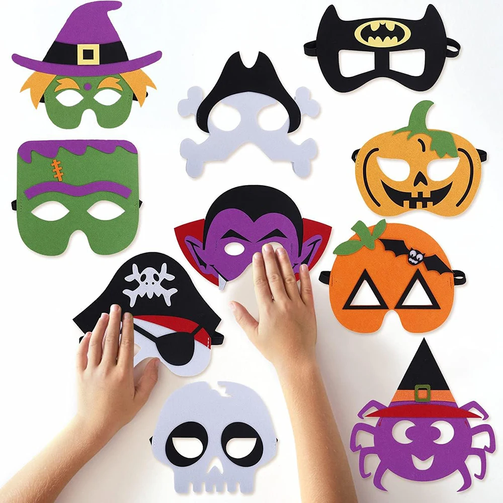 Custom Props Cartoon halloween felt and elastic superhero masks party face mask for kids
