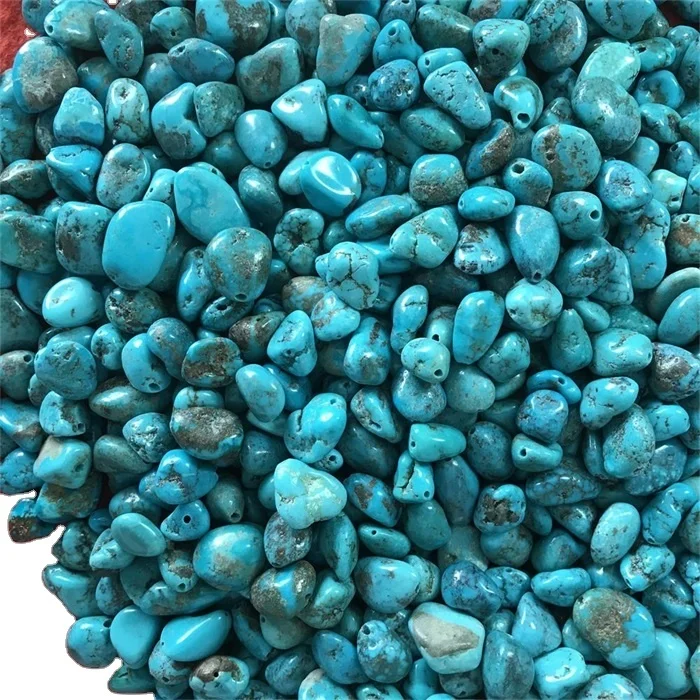 Natural compressed turquoise nugget beads for making jewellery