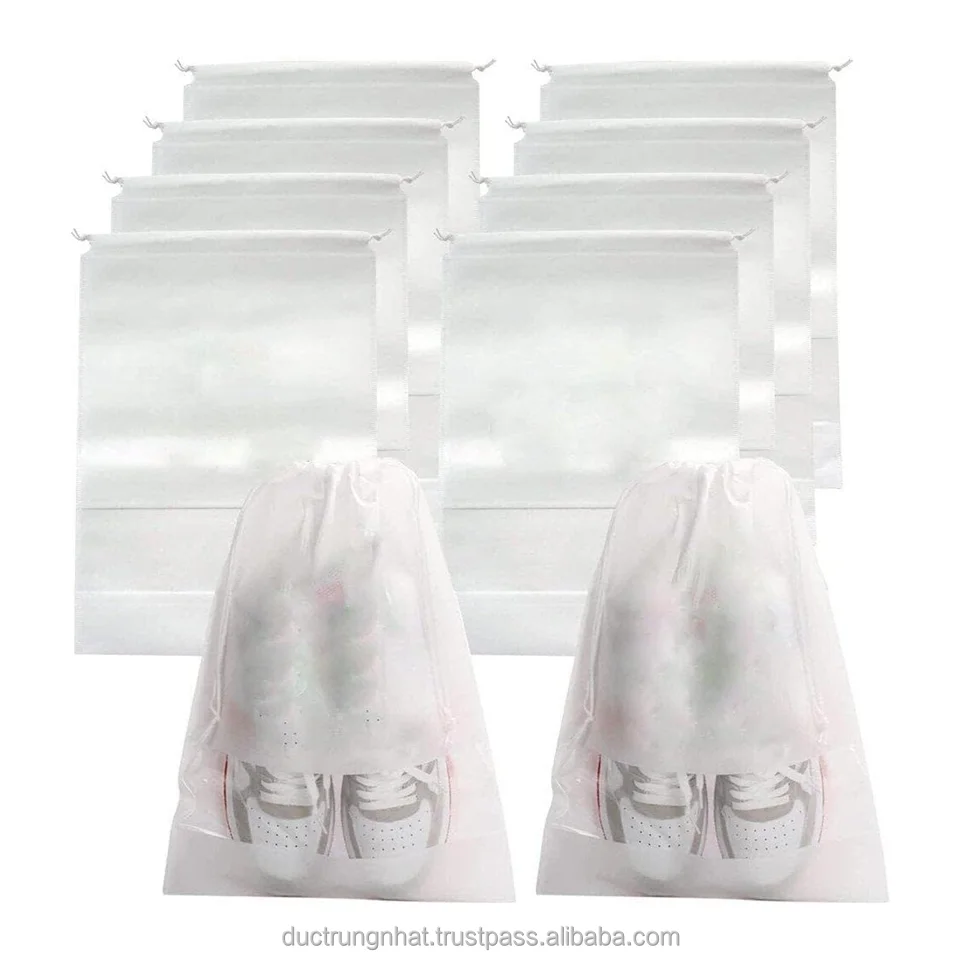 Cheap Price Shoe Bag Pouch Bag for Shoes Non Woven Fabric Mixed PVC Transparent Drawstring Dust Bags for Shoe, Handbags, Cloth