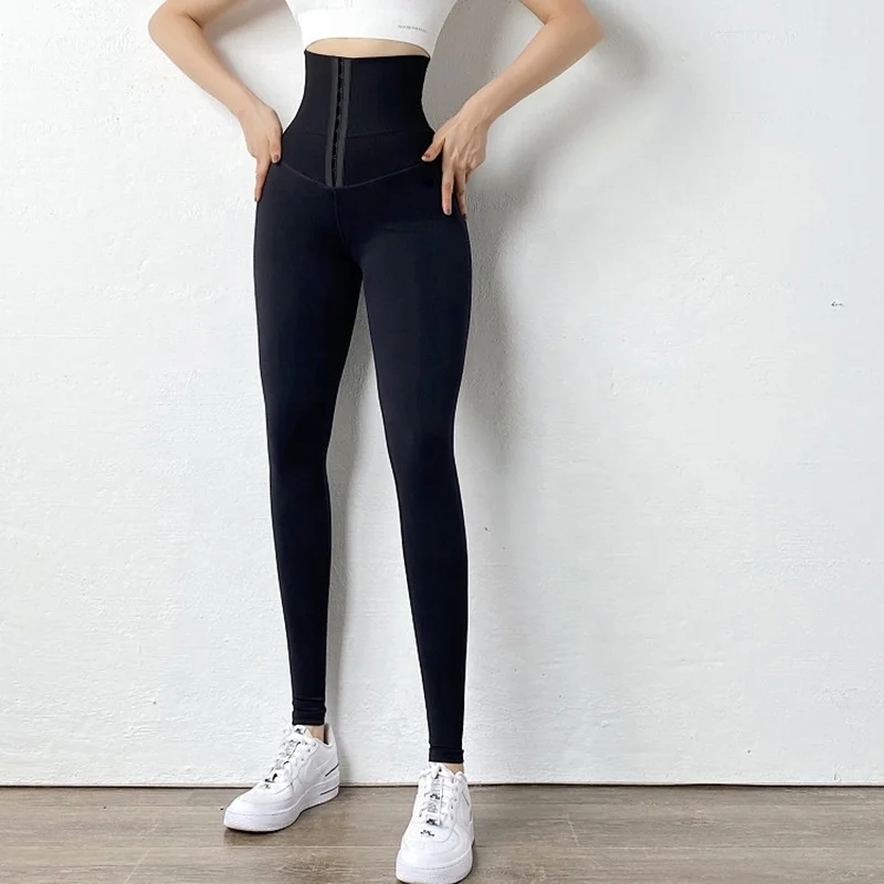 High quality 200gsm thick polyester spandex stretch pants buttery soft Solid Plain Black Color basic women yoga band leggings