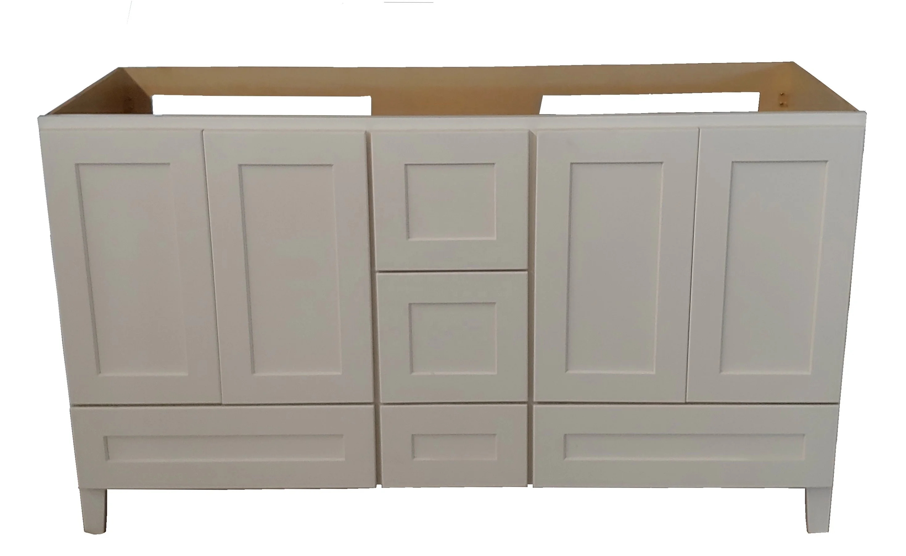 bathroom vanity without sink bowl and countertop