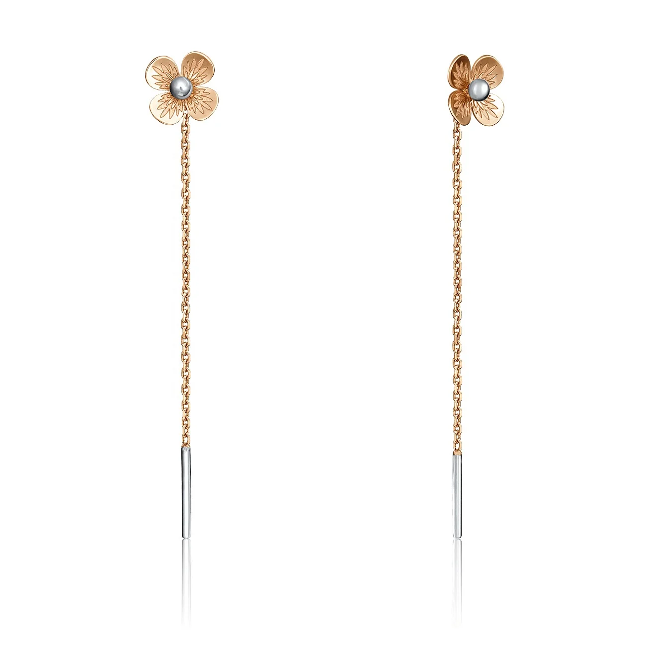 Romantic Flora Earrings 14K Solid Rose Yellow White Gold Topaz Cubic Zirconia Emanel OEM ODM Custom Personalized